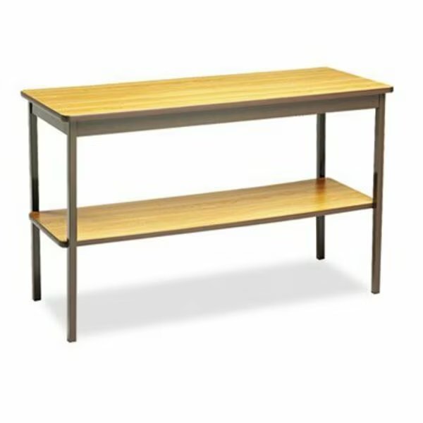 Barricks, Utility Table With Bottom Shelf, Rectangular, 48w X 18d X 30h, Oak/brown, Barricks Mfg Co, Mfr#: UTS1848LQ